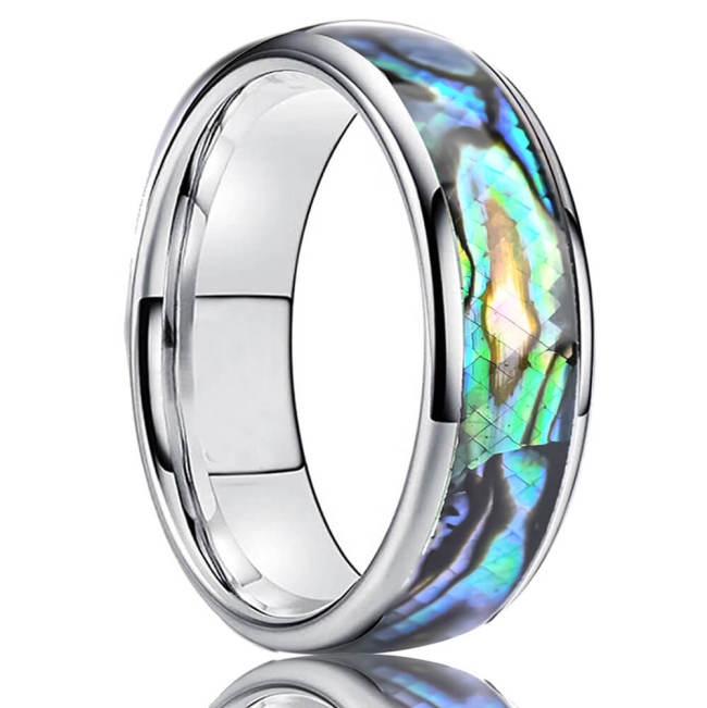 Wholesale Tungsten Carbide Abalone Shell Inlay Wedding Band