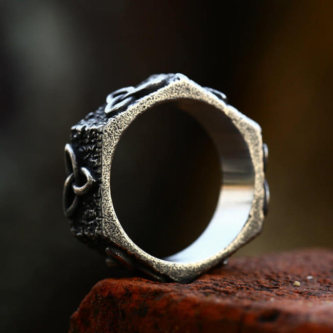 Wholesale Stainless Steel Hexagon Raw Rock Celtic Knot Ring