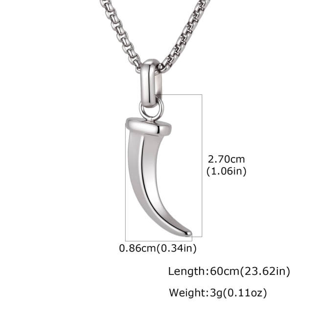 Wholesale Stainless Steel Wolf Tooth Horn Pendant
