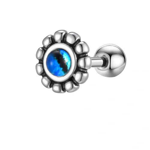 Wholesale Stainless Steel Blue Opal Sunflower Stud Earrings