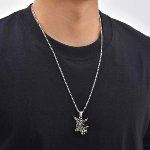 Wholesale Antique Stainless Steel Saint Michael Pendant