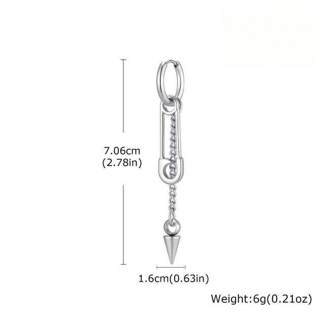 Wholesale Stainless Steel Safety Pin Spike Dangle Earrings