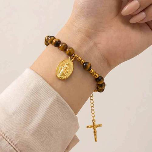 Wholesale Stainless Steel Beads Virgin Mary Rosary Bracelet