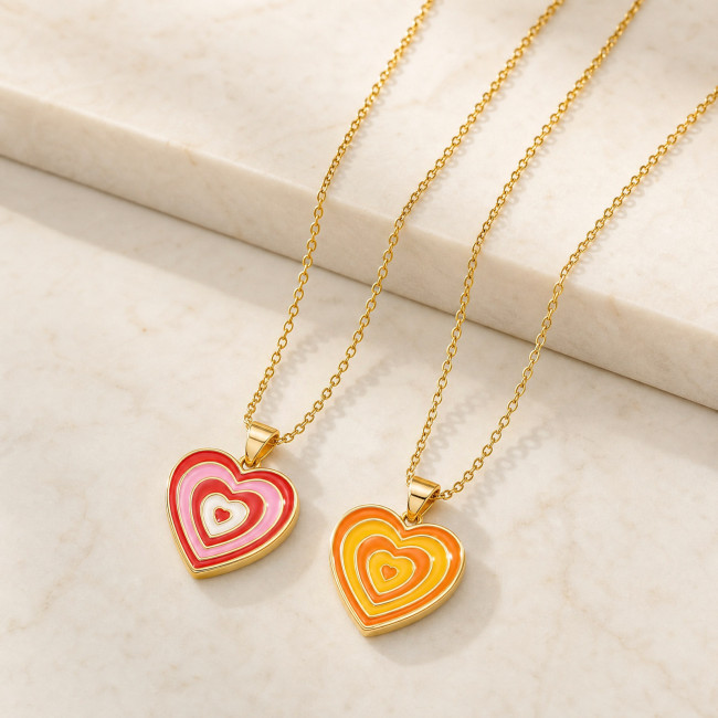Wholesale Multi-Layer Concentric Gradient Enamel Heart Pendant