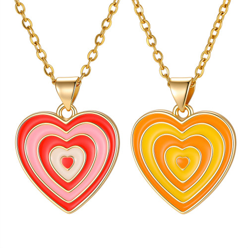 Wholesale Multi-Layer Concentric Gradient Enamel Heart Pendant