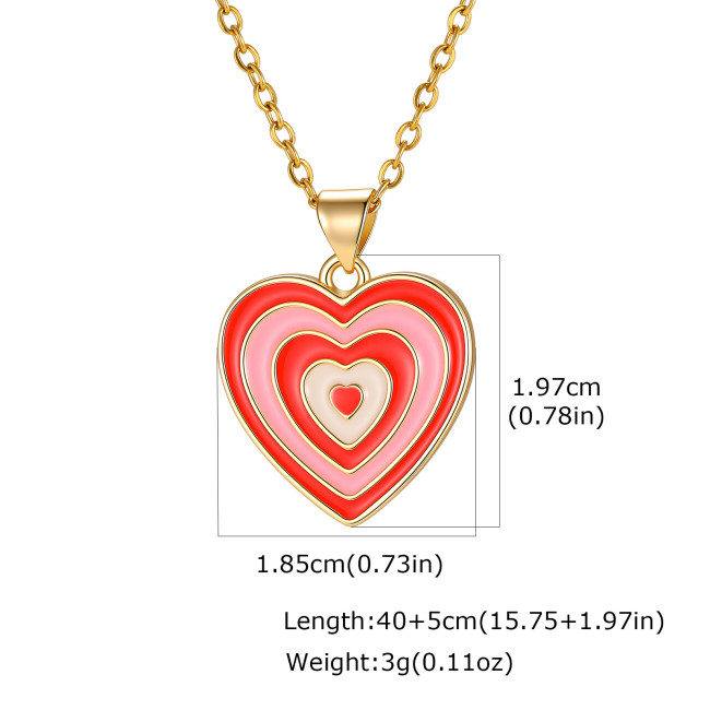 Wholesale Multi-Layer Concentric Gradient Enamel Heart Pendant