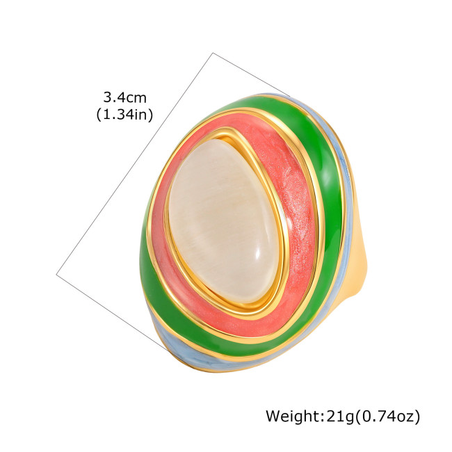 Wholesale 18K Gold Plated Colorful Enamel Statement Ring
