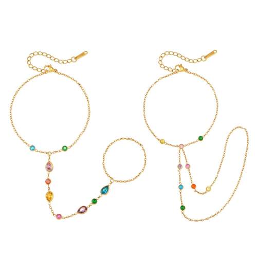 Wholesale Stainless Steel Colorful Waterdrop CZ Hand Harness