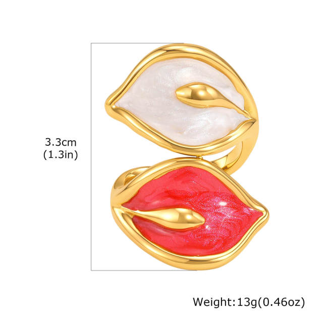 Wholesale Waterproof Tarnish-Free Enamel Calla Lily Ring