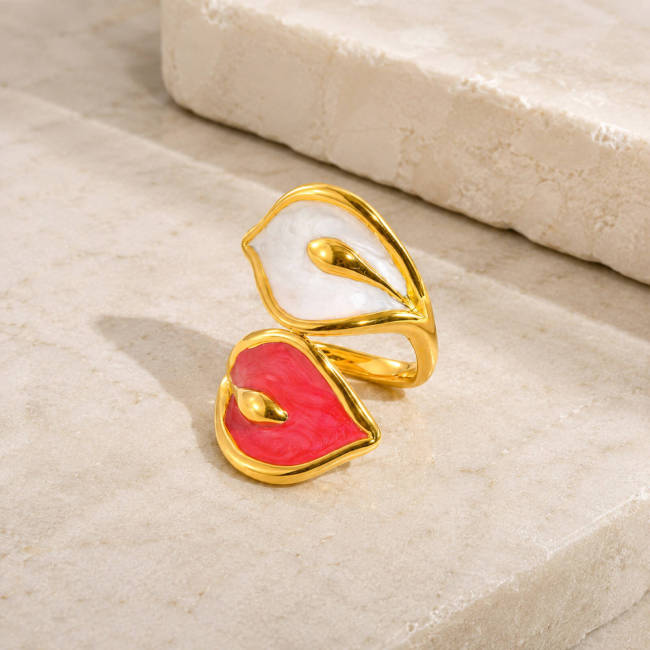 Wholesale Waterproof Tarnish-Free Enamel Calla Lily Ring