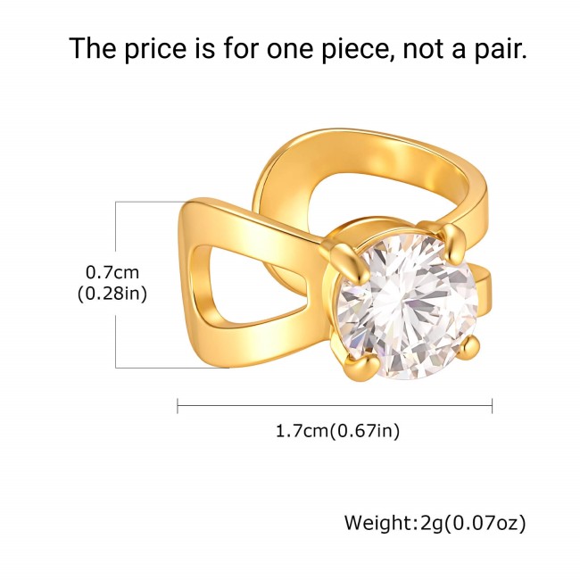 Wholesale Stainless Steel Double Band CZ Solitaire Ear Cuff