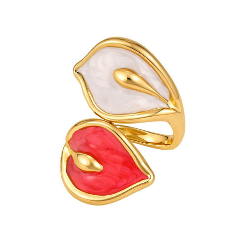 Wholesale Waterproof Tarnish-Free Enamel Calla Lily Ring