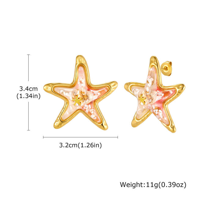 Wholesale Stainless Steel Resin Sea Star Shell Jewelry Set