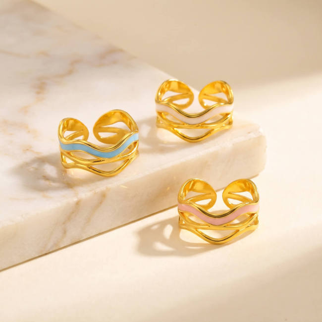 Wholesale Stainless Steel Enamel Wavy Cutout Ring