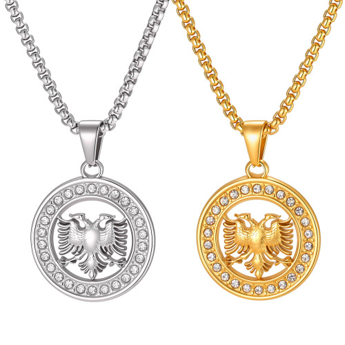 Wholesale Stainless Steel Albanian Eagle CZ Pendant