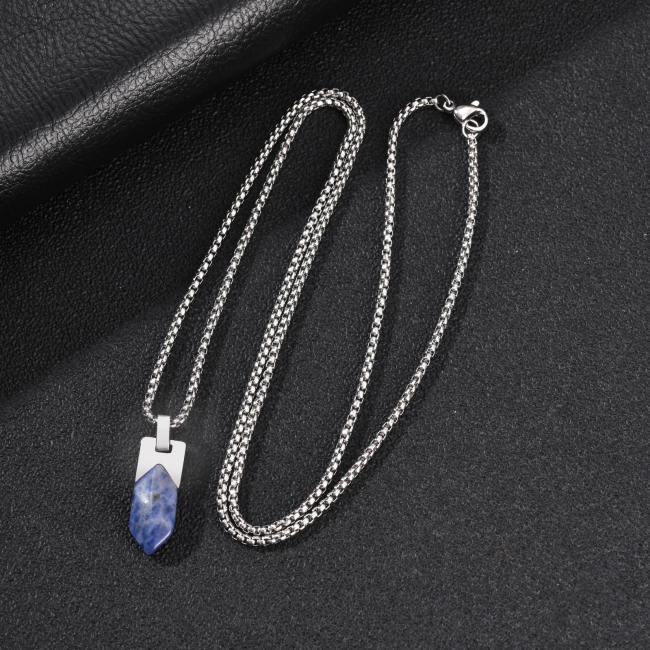 Wholesale Stainless Steel Natural Gemstone Point Pendant