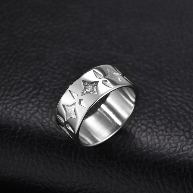 Wholesale Stainless Steel North Star CZ Band Ring