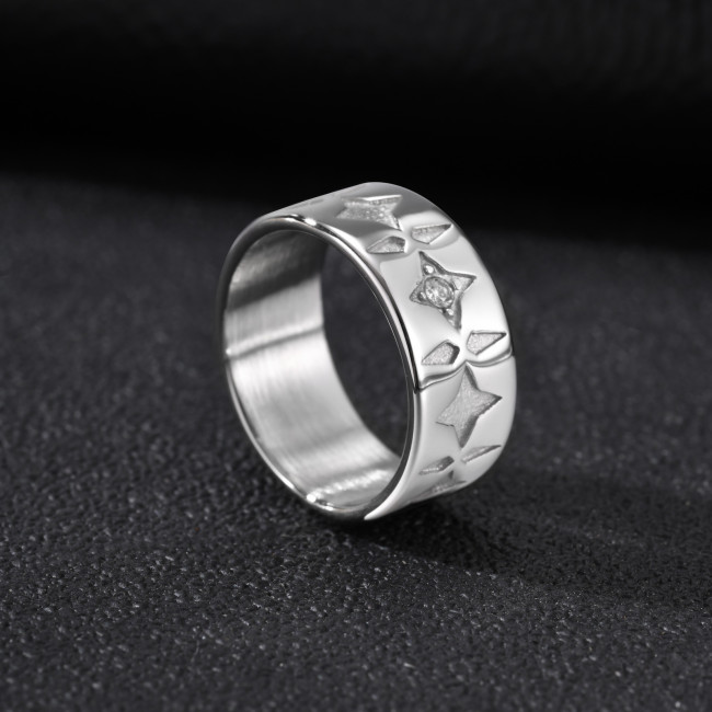 Wholesale Stainless Steel North Star CZ Band Ring
