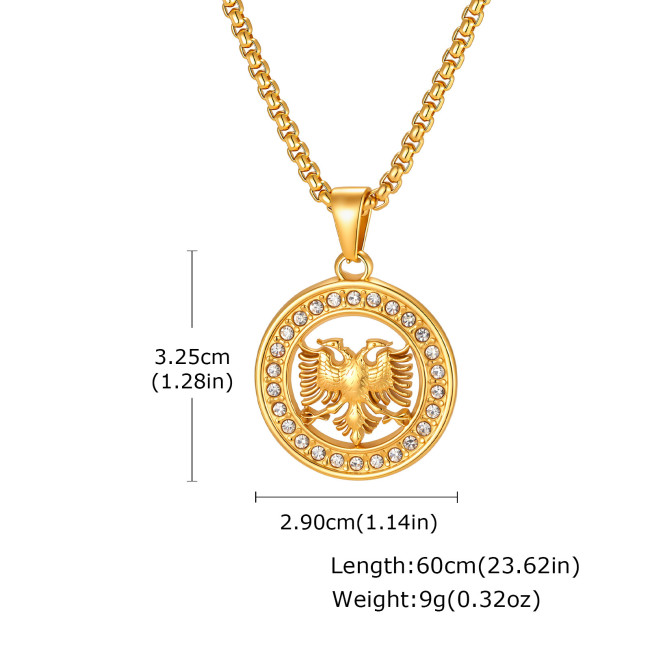Wholesale Stainless Steel Albanian Eagle CZ Pendant