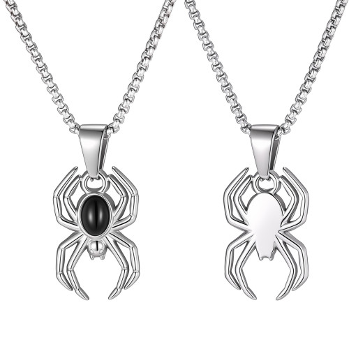 Wholesale Stainless Steel Black Gemstone Spider Pendant