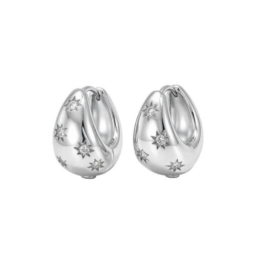 Wholesale Stainless Steel Teardrop Starburst Hoop Earrings