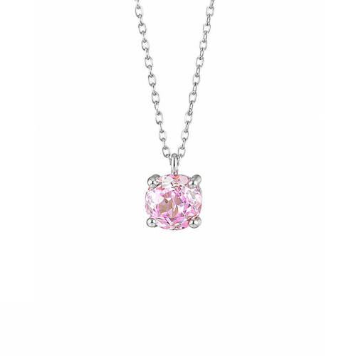 Wholesale Stainless Steel Pink Solitaire CZ Pendant