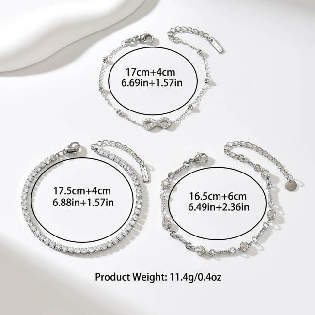 Wholesale Stainless Steel CZ Infinity Tennis Bracelet Set