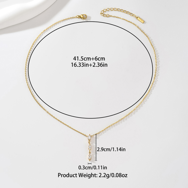 Wholesale Stainless Steel 3 Marquise CZ Drop Pendant