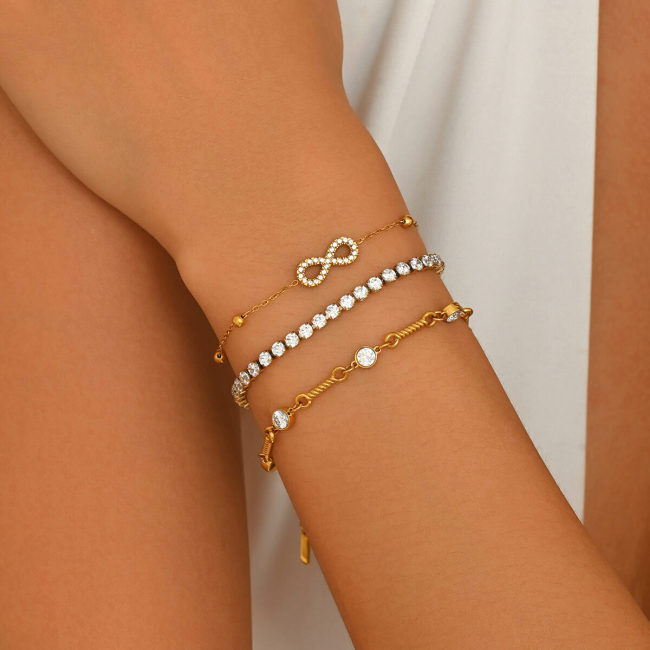 Wholesale Stainless Steel CZ Infinity Tennis Bracelet Set