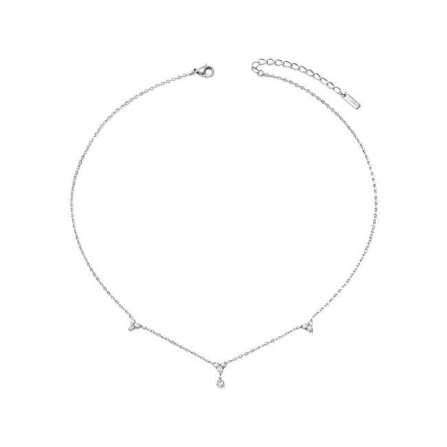 Wholesale Stainless Steel CZ Cluster Solitaire Bezel Necklace