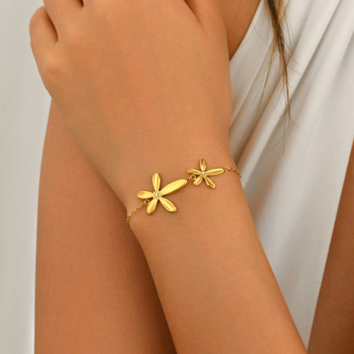 Wholesale Stainless Steel Dainty Floral Bracelet