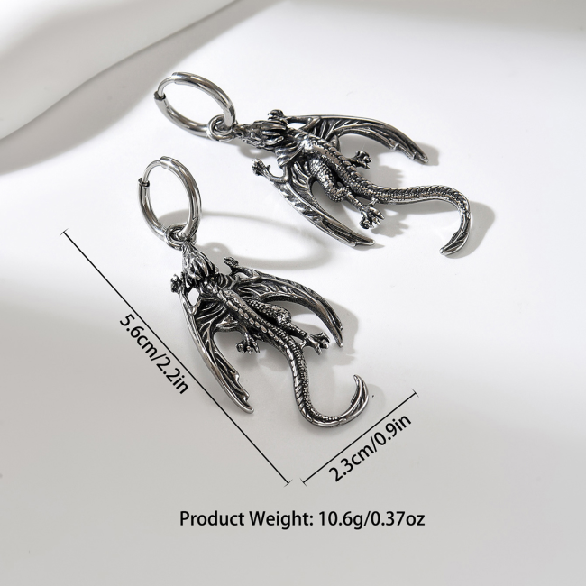 Wholesale Stainless Steel Flying Dragon Earrings