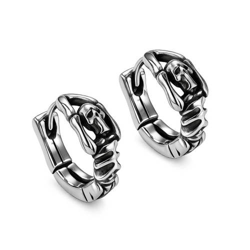 Wholesale Men's Stainless Steel Skull Skeleton Huggie Earrings