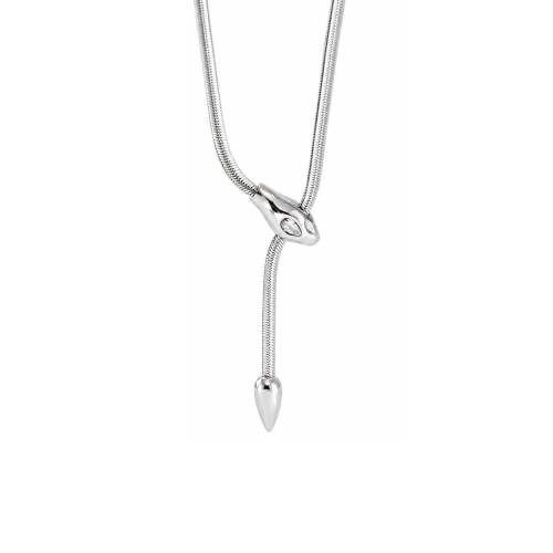 Wholesale Women's Stainless Steel Snake Head Lariat Necklace