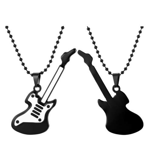 Wholesale Stainless Steel Black and White Electric Guitar Pendant