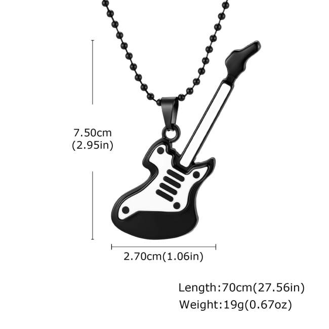 Wholesale Stainless Steel Black and White Electric Guitar Pendant