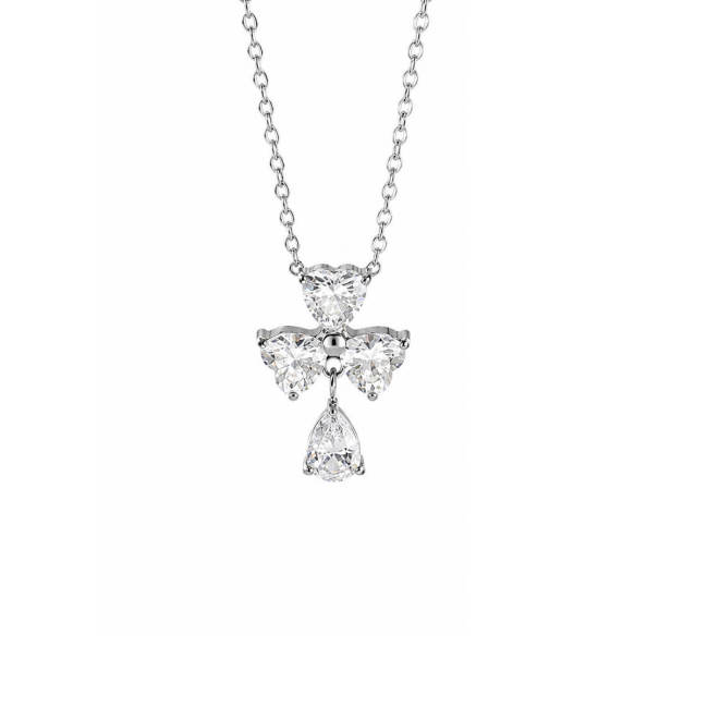 Wholesale Stainless Steel Heart CZ Flower Teardrop Necklace