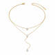 Wholesale Stainless Steel Layered Teardrop CZ Necklace