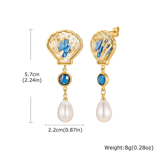 Wholesale Gold Plated Resin Seashell Pearl Jewelry Set