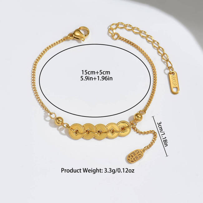 Wholesale Stainless Steel Good Luck Coin Bracelet