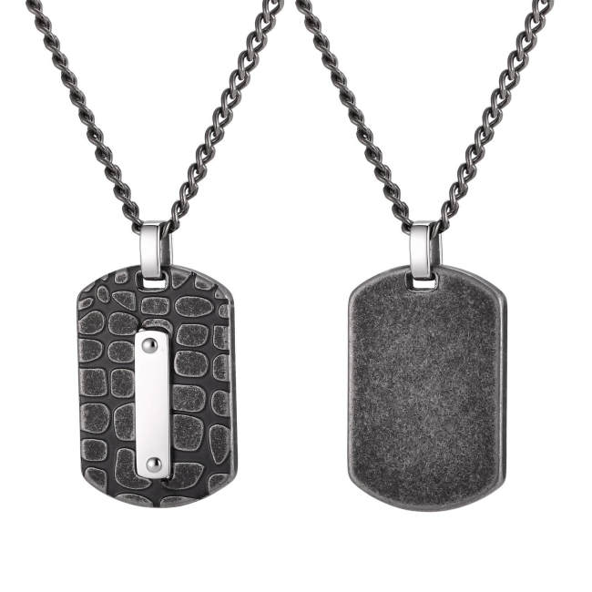 Wholesale Stainless Steel Crocodile Pattern Dog Tag Necklace