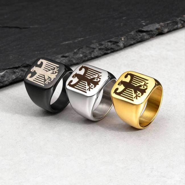 Wholesale Stainless Steel German Eagle Crest Statement Ring