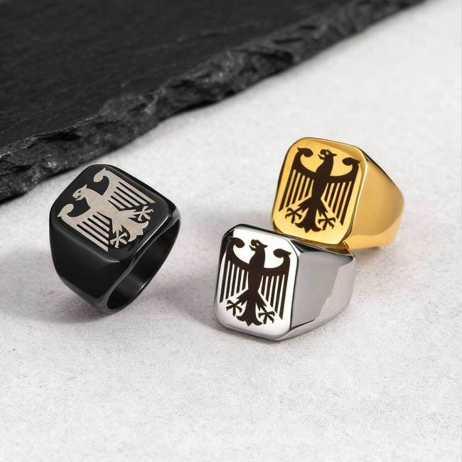 Wholesale Stainless Steel German Eagle Crest Statement Ring