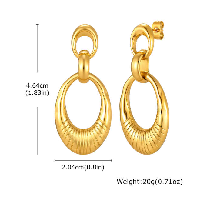 Wholesale Stainless Steel Geometric Textured Drop Earrings