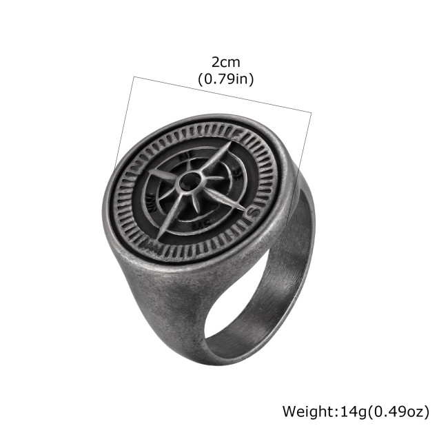 Wholesale Stainless Steel Compass Signet Band Ring