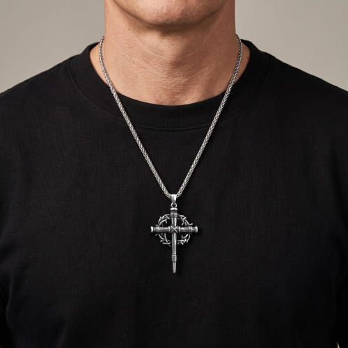 Wholesale Stainless Steel Crown of Thorns Cross Necklace