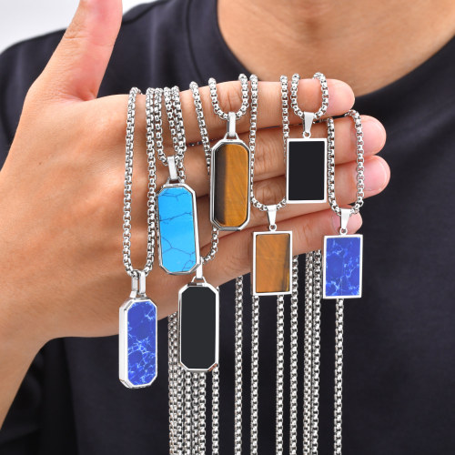 Wholesale Stainless Steel Octagonal Vertical Bar Pendant