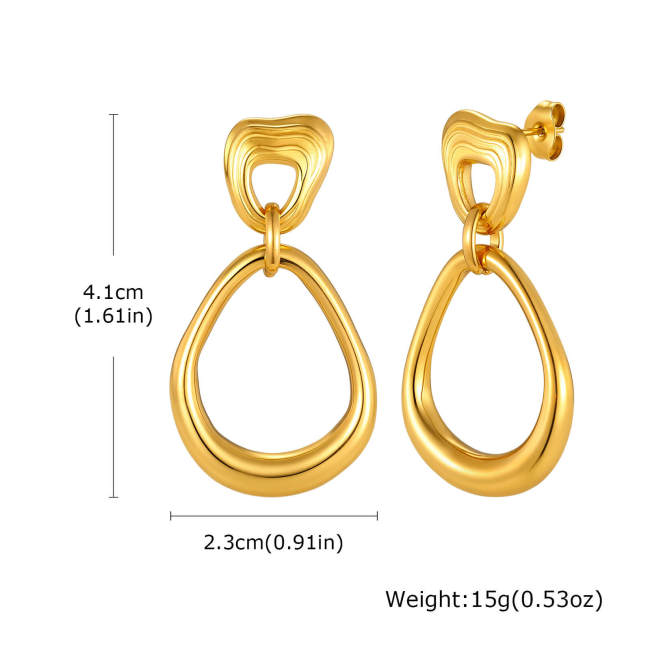 Wholesale Stainless Steel Geometric Textured Drop Earrings
