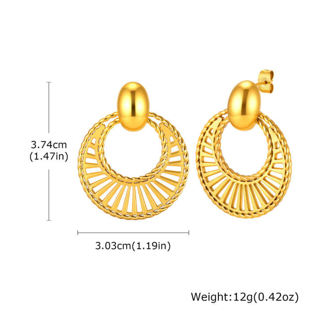 Wholesale Stainless Steel Geometric Textured Drop Earrings