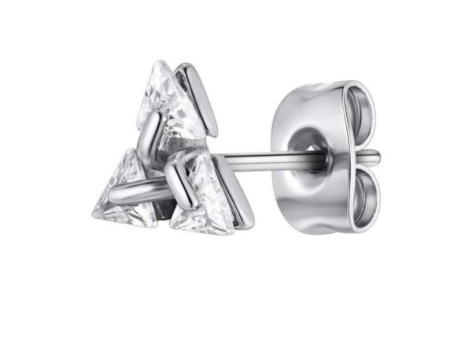 Wholesale Stainless Steel Men's Zirconia Triangle Earrings